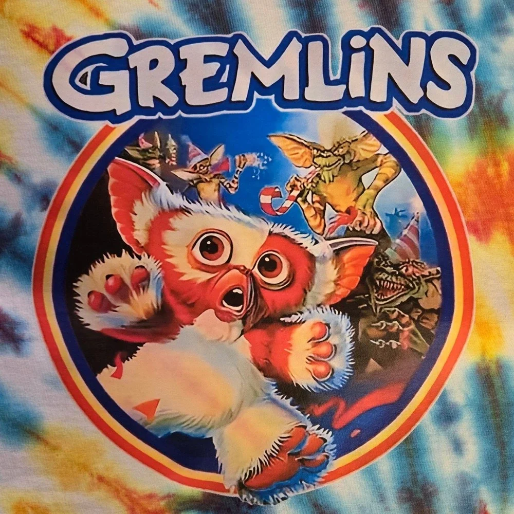 HANES Upcycle Tie Dye Gremlins Gizmo Graphic T-Shirt Unisex XL Multi Color 80s - Picture 5 of 9